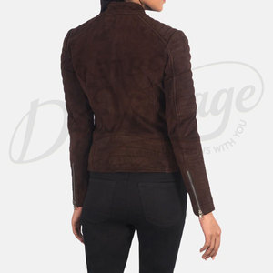 <b>Women's</b> Real <b>Suede</b> Leather Biker <b>Jacket</b> Western Fringe Style Stand Front Leather Sheep Skin Leather Motorcycle <b>Jacket</b> For <b>Womens</b> - Product Image 5