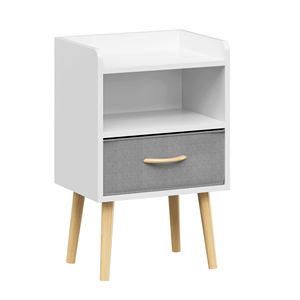 Comodino a 2 livelli pieghevole in tessuto con cassetti, tavolino laterale in legno, mobile contenitore per camera da letto e soggiorno, tavolino d'appoggio con spazio contenitivo ottimizzato - Product Image 5