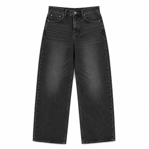 Vintage Eco-Friendly Mid Waist Rush Denim Jeans Men Loose Fit Washed Cotton Streetwear Wide Leg Casual Pants OEM ODM Wholesale - Product Image 3