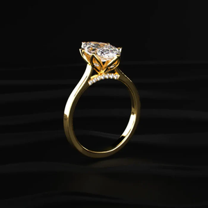 Bague en diamant de forme marquise, clarté VVS-VS, sertie de griffes en forme de tulipe, pour mariage, anniversaire ou fiançailles, pour femme - Product Image 2