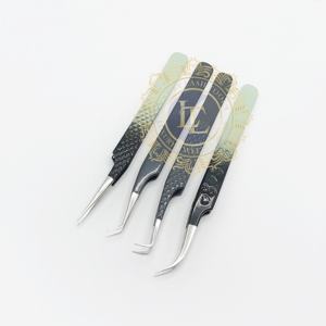 LUXE LASH TOOLS Ombre Poudre Revêtement Argent Pointe Courbe 90 Degrés Volume Pince À Épiler Fait Main En Acier Inoxydable Durable Pince À Cils - Product Image 3