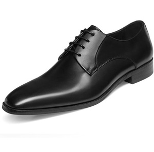 Nuevos Zapatos de Vestir Negros con Cordones de Piel Vacuna, Zapatos de Moda Casuales de Negocios con Suela Suave para Hombre, Zapatos de Cuero PU Transpirables para Fitness - Product Image 1