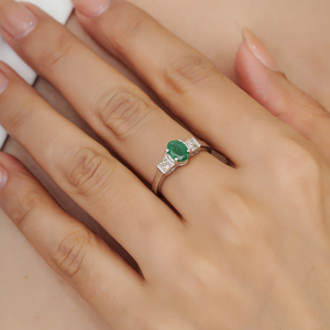 New Arrivals 925 Sterling <b>Silver</b> Oval Cut <b>Emerald</b> May Birthstone Fine Handmade <b>Ring</b> Jewelry For Women Wholesale Price - Product Image 2