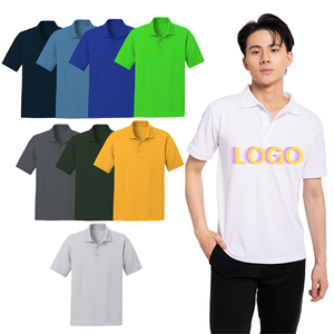 Polo de Manga Corta para Hombre, 100% Poliéster, Tejido Transpirable, Corte Regular, con Logotipo Frontal, Estilo Casual, Color Sólido - Product Image 1