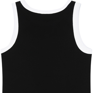 Custom Women's Black Ribbed Tank Top with <b>White</b> Contrast Trim Premium Cotton Sleeveless Casual Summer <b>Vest</b> OEM ODM Wholesale <b>Man</b> - Product Image 6