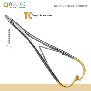 Portaagujas quirúrgico Mathiue de acero inoxidable para sutura de precisión, en oferta. - Product Image 3