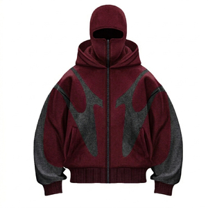 Sudadera con capucha y cremallera estilo urbano personalizada, 100% algodón, tela suave, con pasamontañas, para uso cómodo unisex, nuevo diseño 2026 - Product Image 3
