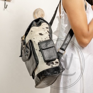 Animal Fur Cowhide Leather <b>Backpack</b> Handmade <b>College</b> Student <b>Backpack</b> Stylish <b>Backpack</b> - Product Image 3