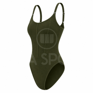 Maillot de bain une pièce pour femme, coupe haute, uni, bretelles réglables, tissu extensible premium, séchage rapide, fournisseur de vêtements de plage - Product Image 4