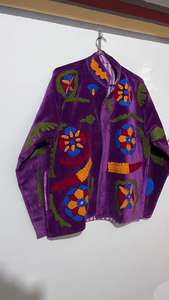 Veste en velours Suzani faite à la main, veste bohème brodée - Product Image 3