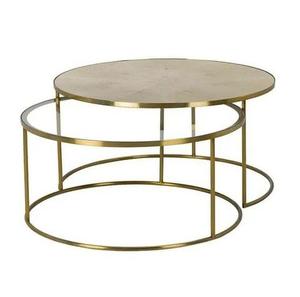 Mesa de centro redonda con acabado dorado para decoración de salas de estar y villas, mesa de centro de metal. - Product Image 1