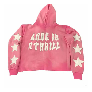 Sweat à capuche oversize en coton imprimé pour homme, vêtements de sport personnalisés ODM, motif brodé effet vieilli, respirant et personnalisable pour l'hiver - Product Image 1