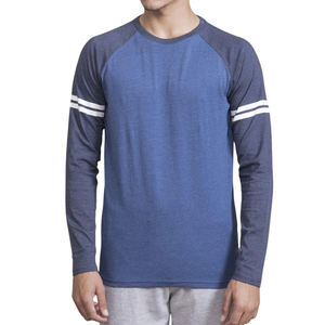 Nouvelle Arrivée 2026 – T-shirts Raglan Homme Entièrement Personnalisables en Mélange de Coton à Manches Longues, Contraste Bleu et Anthracite, Style Décontracté - Product Image 1