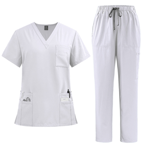 Wholesale High Quality Printed Lavender V-Neck Cotton Polyester Woven Medical Scrub <b>Set</b> for <b>Doctor</b> Nurse Multiple Utility - Product Image 4