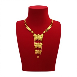 สร้อยคอจี้ผีเสื้อทองคำแท้ 22K สำหรับผู้หญิง ดีไซน์ผีเสื้อสามชั้น ทองคำแท้ 22kt เครื่องประดับเจ้าสาว น้ำหนัก 13.29 กรัม - Product Image 1