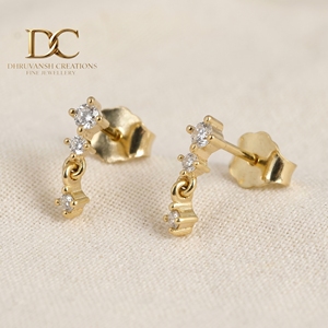 Latest Elegant Design 14KT Solid Gold Lab Grown Diamond <b>Stud</b> Earrings IGI Certified Brilliant Cut Luxury Women's Fine Jewelry - Product Image 2