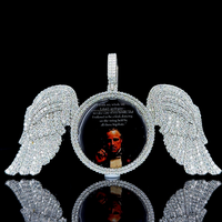 Pendentif Aile d'Ange en Or 10K pour Homme, Style Hip Hop, Serti de Diamants, Certifié IGI, Luxe, Or 10K Massif, Diamant de Laboratoire Cultivé, Cadeau pour Fête, Anniversaire