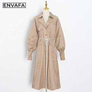 Vestes personnalisées avec logo, nouveau style tendance, trench-coat kaki à double boutonnage avec ceinture pour femmes, boutons de trench-coat avec ceinture - Product Image 5