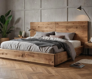 Nordic Minimalist Wooden <b>Box</b> Spring <b>Bed</b>-<b>Solid</b> <b>Wood</b> Frame Adjustable Height Eco-Friendly Durable Space Saving for Bedroom - Product Image 2
