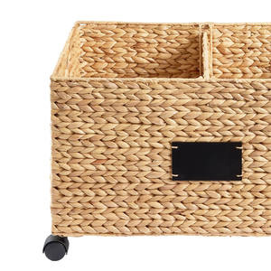Large Rolling Woven Storage Basket <b>with</b> Wheels - Divided <b>Under</b>-<b>Bed</b> Organizer for Toys and Laundry - Product Image 2