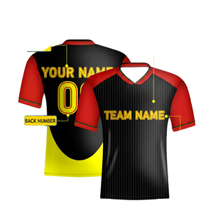 Maillot de football personnalisé par sublimation, col en V, séchage rapide, avec nom et numéro d'équipe, vente en gros de vêtements de sport - Product Image 2