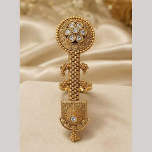 Vintage Gemstone Statement Double Finger <b>Ring</b> for Women Resizable Party Wear Band <b>Ring</b> - Product Image 1