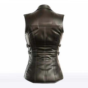Chaleco de piel de oveja negra para mujer Claire - Product Image 2
