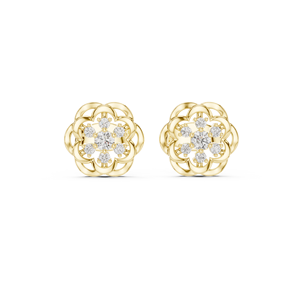 ต่างหูเพชรทรงกลมเพาะเลี้ยงในห้องปฏิบัติการ ทองคำแท้ 14K 18K ประดับเพชรทรงดอกไม้ 0.20 กะรัต DEF VVS ต่างหูแต่งงานคลาสสิก ขายส่ง - Product Image 3