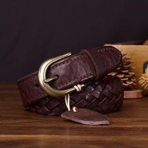 Cinturón de Cuero Vintage de Diseño de Alta Gama, Cinturón Tejido a Mano de Cuero Genuino, Cinturón Casual de Cuero Vacuno de Primera Calidad para Mujer - Product Image 1
