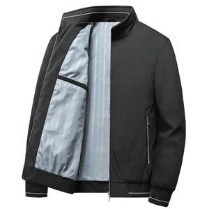 Men's Lightweight Baseball Style <b>Bomber</b> <b>Jacket</b> Solid Fashion Stand Collar Versatile Outerwear Winter Breathable Customized Color - Product Image 6