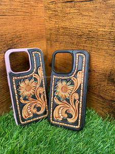 Nueva llegada occidental elegante mano Tooled fundas de teléfono de cuero personalizado Vintage de lujo de alta calidad teléfono 15 fundas móviles - Product Image 2