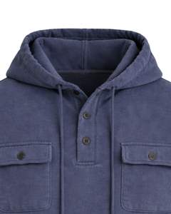 Sweat à capuche bleu ardoise pour homme avec patte de boutonnage, double poche poitrine, style streetwear décontracté, fabricant sur mesure - Product Image 4