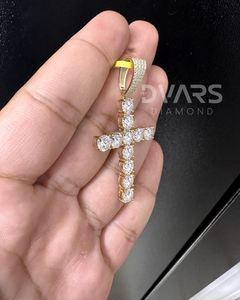 จี้รูปกางเขนประดับเพชรโมอิสซาไนต์ สำหรับชาวคริสต์ เงินแท้ 925 ชุบโรเดียมอย่างดี ประดับเพชรแบบพาเว่ ได้รับการรับรองจาก GCI และ IDGL เหมาะสำหรับเป็นของขวัญ - Product Image 2