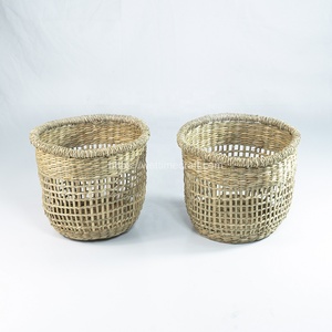 Woven Planter or Storage <b>Basket</b> With Handle Candy Gift Box Made of Seagrass, Water Hyacinth for Party Decorations Wholesale - Product Image 5