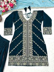 Dernière collection indienne de vêtements de fête pour femmes, haut Sharara et ensemble avec dupatta brodés, vêtements ethniques sur mesure, prêts à porter. - Product Image 5