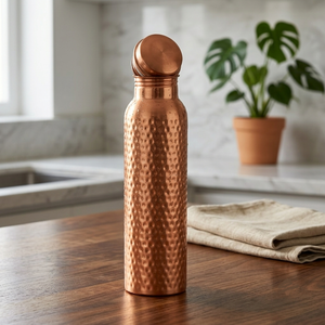 Botella de Agua de Cobre Puro Martillado a Mano para Beneficios Ayurvédicos para la Salud, a Prueba de Fugas, Ecológica y Reutilizable - Product Image 2