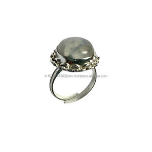925 Sterling Silver Unisex <b>Statement</b> <b>Ring</b> Classic Cut Natural Moonstone Gemstone with Diamond Bezel Setting for Weddings Parties - Product Image 3
