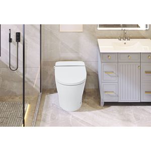WC intelligent compact haut de gamme à double chasse, 1/1,28 GPF, avec siège chauffant et bidet à température réglable, conception sans réservoir - Product Image 3