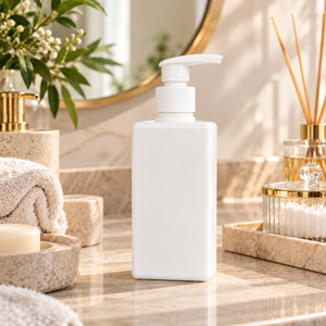 White Plastic <b>Pump</b> <b>Bottle</b> Square Lotion <b>Dispenser</b> Cosmetic Packaging Container - Product Image 3