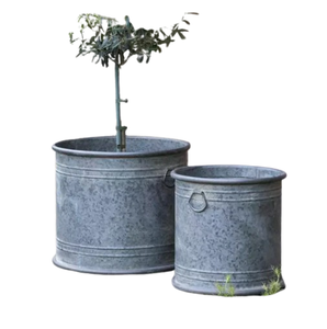 Ensemble de deux jardinières en métal zinc, jardinières galvanisées pour la maison, les hôtels et les restaurants, fournitures de jardin, pots à fleurs, utilisation en extérieur - Product Image 4
