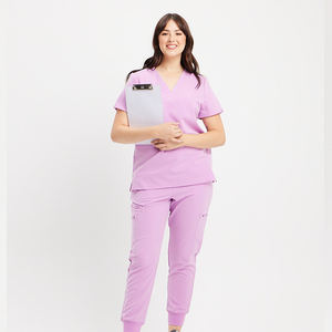Tenue d'infirmière personnalisée OEM 2026 pour femme, nouvelle collection, multi-poches, col en V zippé, design uni, avec aiguille - Product Image 2