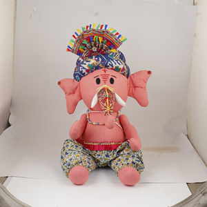 Orange Ganesh Plush <b>Toy</b> Handmade <b>Stuffed</b> Elephant God Doll Ethnic Indian Decor Gift Item for Bulk Sale - Product Image 1