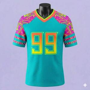 เสื้ออเมริกันฟุตบอลแบบซับลิเมชั่น พิมพ์ชื่อทีม โลโก้ เบอร์ ด้วยเทคนิคการพิมพ์แบบซับลิเมชั่น ดีไซน์ล่าสุด - Product Image 1