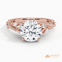 Bague en Moissanite Coupe Ronde Or Rose, Bijou Fin pour Femme, Bande Torsadée, Cadeau de Fiançailles, Bijou Tendance, Élégant et Chic