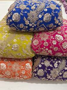 Tela de Lujo con Bordado de Cuentas, Diseño Artesanal con Patrón de Cuentas, Vestido de Novia, Saree, Dupatta, Material Textil Premium - Product Image 5