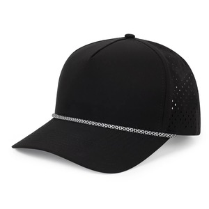 Casquette de baseball noire 5 panneaux avec dos en maille respirante, réglable, style trucker, imperméable pour l'extérieur - Product Image 5