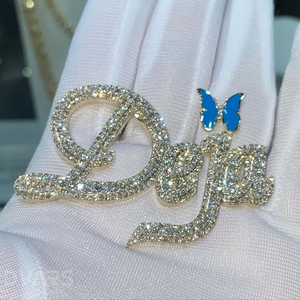 Colgante de Plata de Ley 925 con Letra Inicial Personalizada, Adorno de Moissanita, Chapado en Oro de 18K, Joyería de Lujo Certificada Estilo Hip Hop - Product Image 5