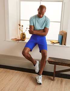 Shorts en coton bleu uni pour homme avec poches, fermeture boutonnée, décontracté, taille mi-haute - Product Image 5