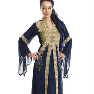 Dubai Muslim Traditions Islamic Abaya <b>Kaftan</b> Jubbah for <b>Women</b>-Eid Ramadan Lightweight Plus Size Handmade Beaded Long Sleeve - Product Image 1