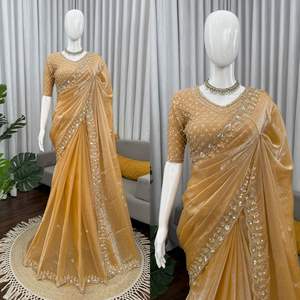 Sari en soie Fendy au design exclusif avec chemisier élégant, tenue de soirée indienne tendance, chic et ethnique pour femme - Product Image 1